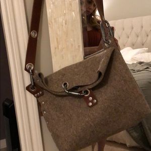 Felt/Leather Cross Body Bag
